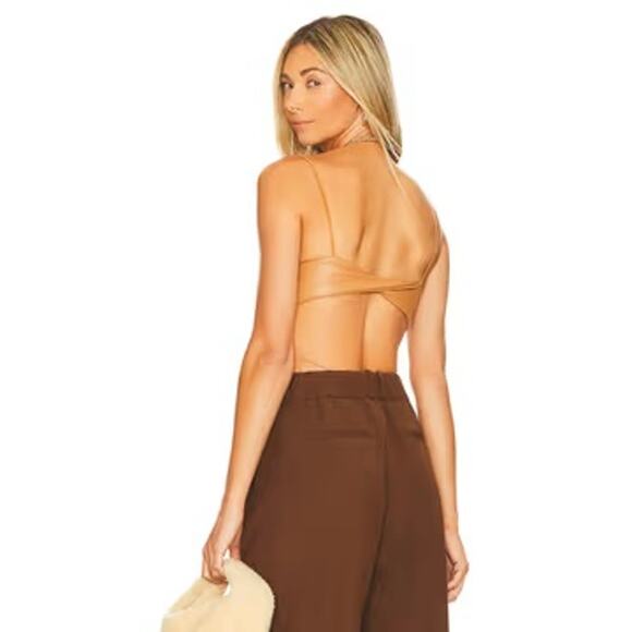 ALIX NYC Hirst Open Back Cut-Out Vegan Leather Bodysuit – Nude – Size Small - Picture 5 of 11